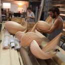 suspension japonaise en bois finition plissée artisanale
