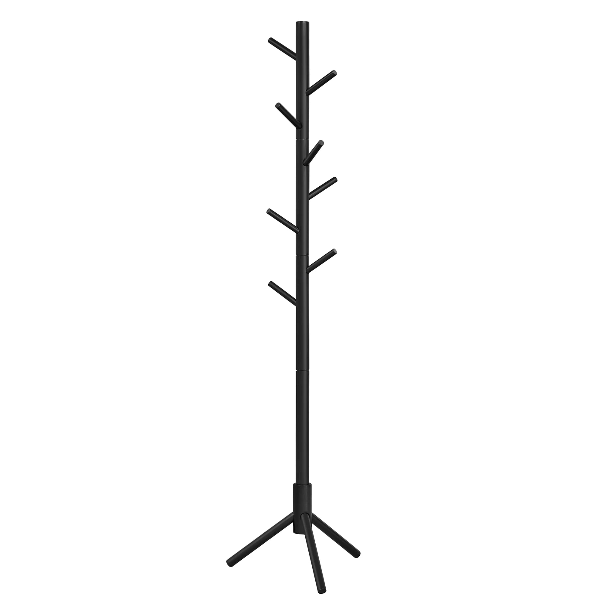 VASAGLE Standing Coat Rack, Solid Wood Coat Rack, Tree-Shaped Coat Rack with 8 Hooks, 3 Height Options, for Clothes, Hats, Bags - vue 2 sur 8