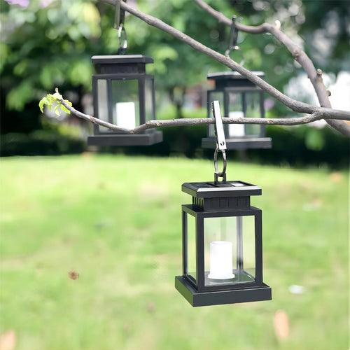 LED lumières solaires bougie lanterne extérieure palais lanterne lampe de jardin avec crochet paysage éclairage lampadaires étanche noël - vue 6 sur 7