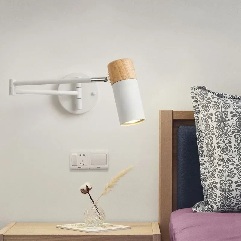 lampe oscillante télescopique bois décor intérieur lustre - vue 3 sur 10