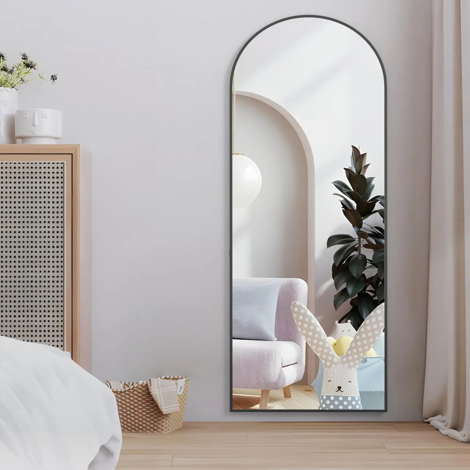 CASSILANDO Arched Full Length Mirror 64" x 21", Floor Standing Mirror, Unique Vertical Mirror, Gold Metal Frame Mirror - vue 5 sur 8