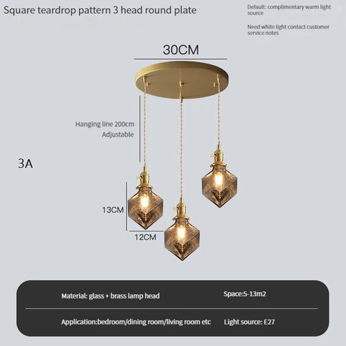 suspension vintage avec interrupteur et abat-jour en verre cristal - vue 19 sur 22