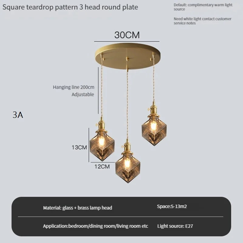 suspension vintage avec interrupteur et abat-jour en verre cristal - vue 18 sur 22