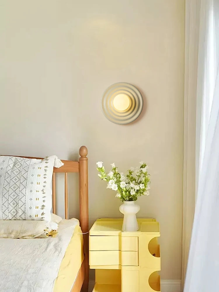 applique murale led rétro en résine luminaire mural rond japonais - vue 7 sur 10