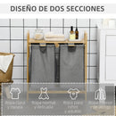 HOMCOM bamboo dirty laundry basket with 2 removable bags 63.5x33x73cm Natural