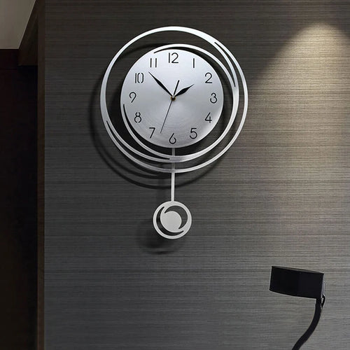 Circular hollow swinging wall clock with Arabic numeral scale clock, living room, bedroom, office, home decoration clock - vue 3 sur 9