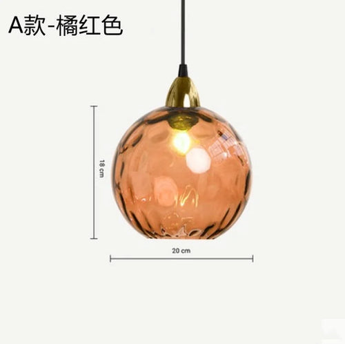 Lustre boule de verre coloré nordique lampes suspendues moderne Grain d'eau Restaurant cuisine luminaire suspendu chambre lampe de chevet - vue 12 sur 29