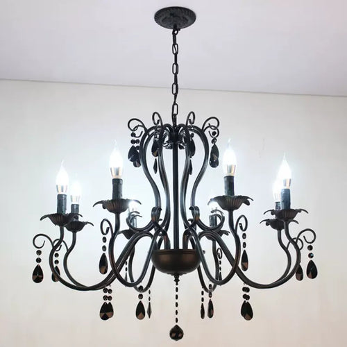 lampe à bougie en fer et cristal de luxe pour décoration intérieure