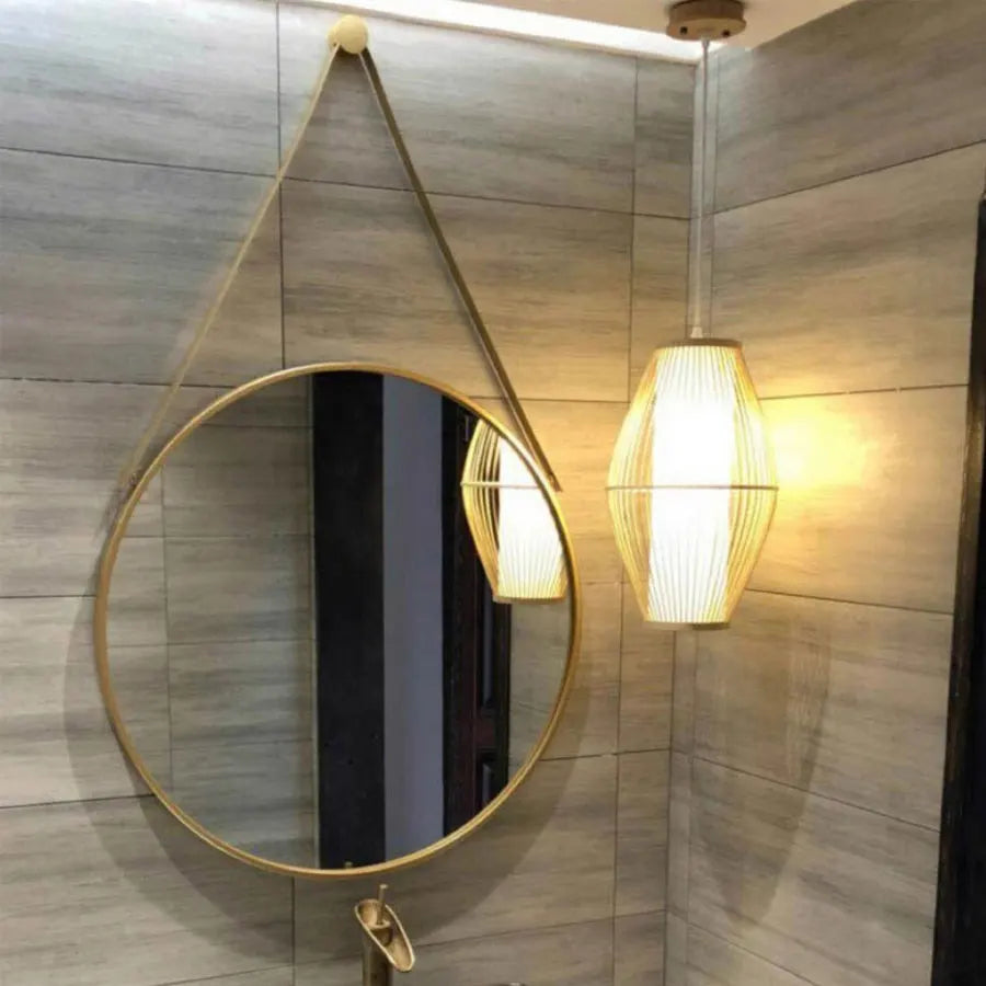 miroir rond doré mural pour salle de bain et coiffure - vue 6 sur 18