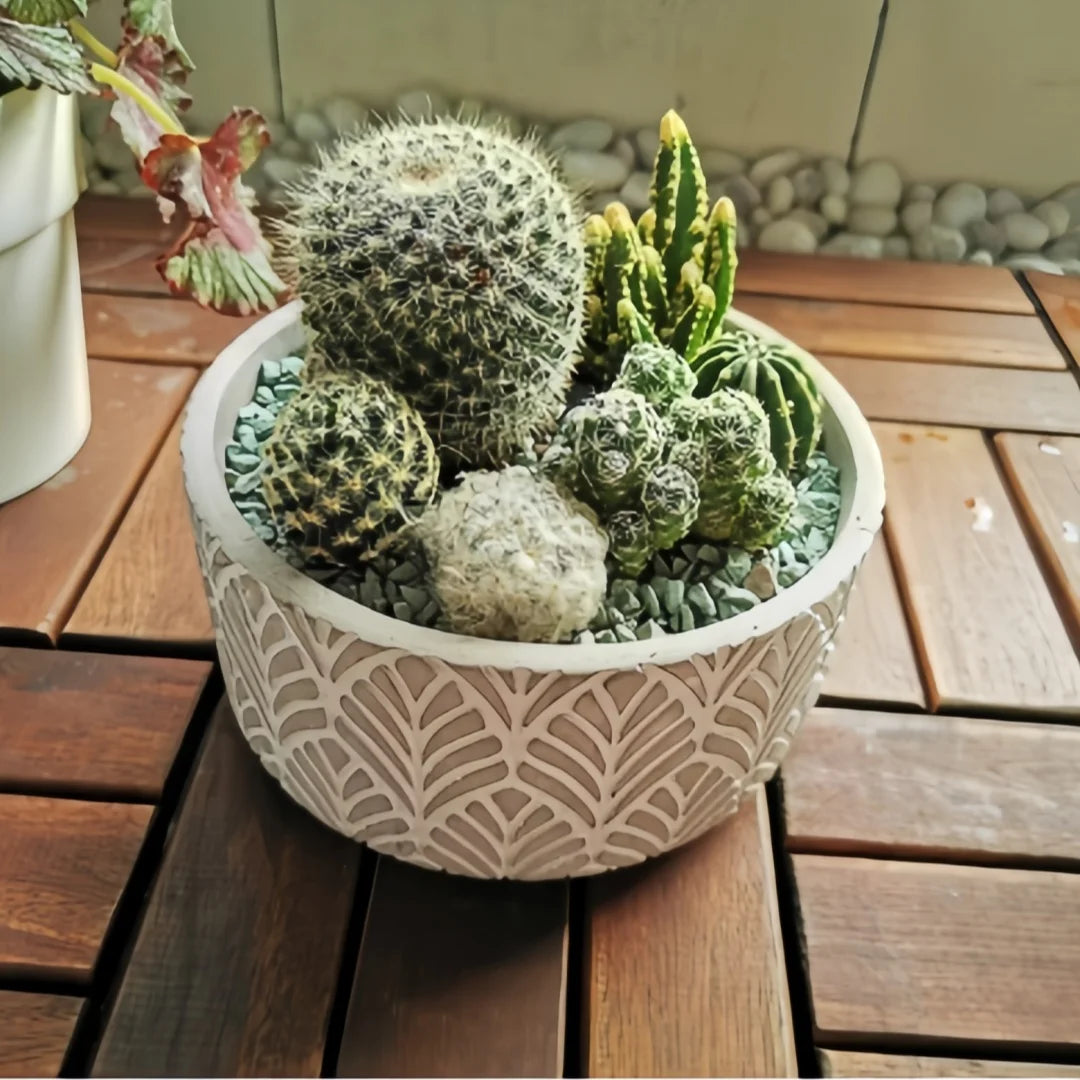 moule en silicone pour pot de fleurs béton motif feuilles - vue 6 sur 6