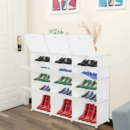 organisateur pliable pour chaussures avec couvercle transparent et compartiments - vue 3 sur 11
