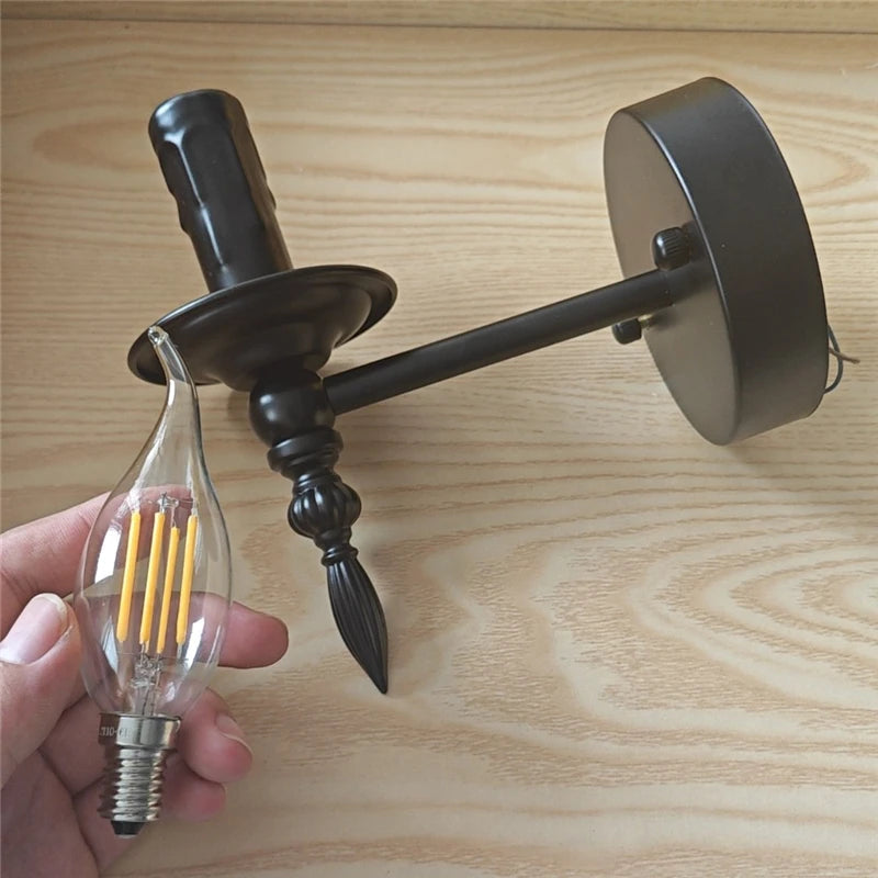 applique murale d'art rétro loft en fer vintage nordique led appliques luminaires - vue 7 sur 8