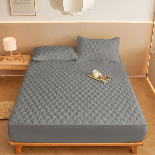 1PC Thicken Solid Color Checked Mattress Cover,Cotton-padded Breathable,Dust Proof,All SeasonsSuitable For The Bedroom,