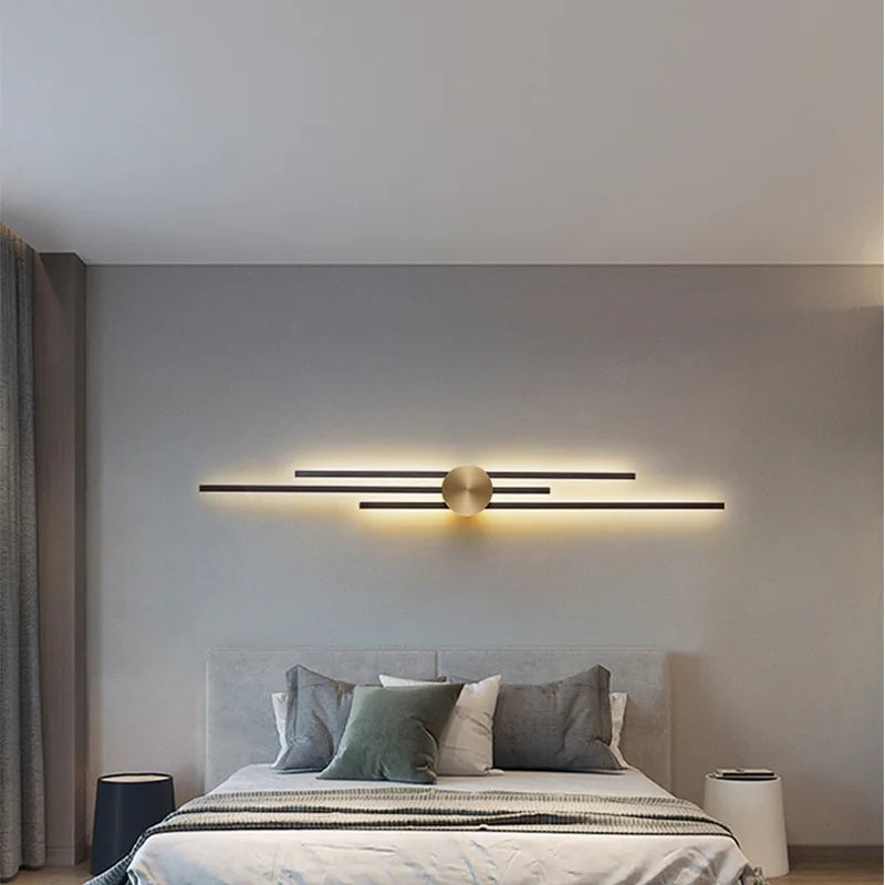minimalist brass LED wall light for restaurant and aisle - vue 5 sur 18