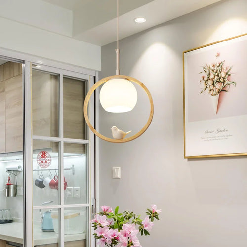 suspension modernes en bois avec led intégrée