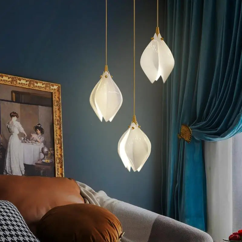 Suspension LED en forme de fleur en verre - vue 5 sur 6