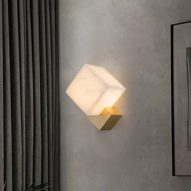 applique murale led moderne en marbre nordique style américain bronze doré - vue 4 sur 7