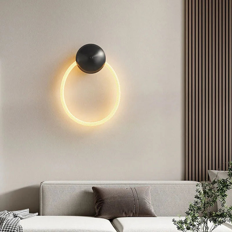 Applique murale led art déco anneau silicone 3000k éclairage distinctif - vue 4 sur 10