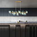 lustre led art deco verre bleu