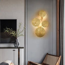Lotus leaf gold copper LED wall sconce with G4 bulbs, vintage retro bedside and living room light