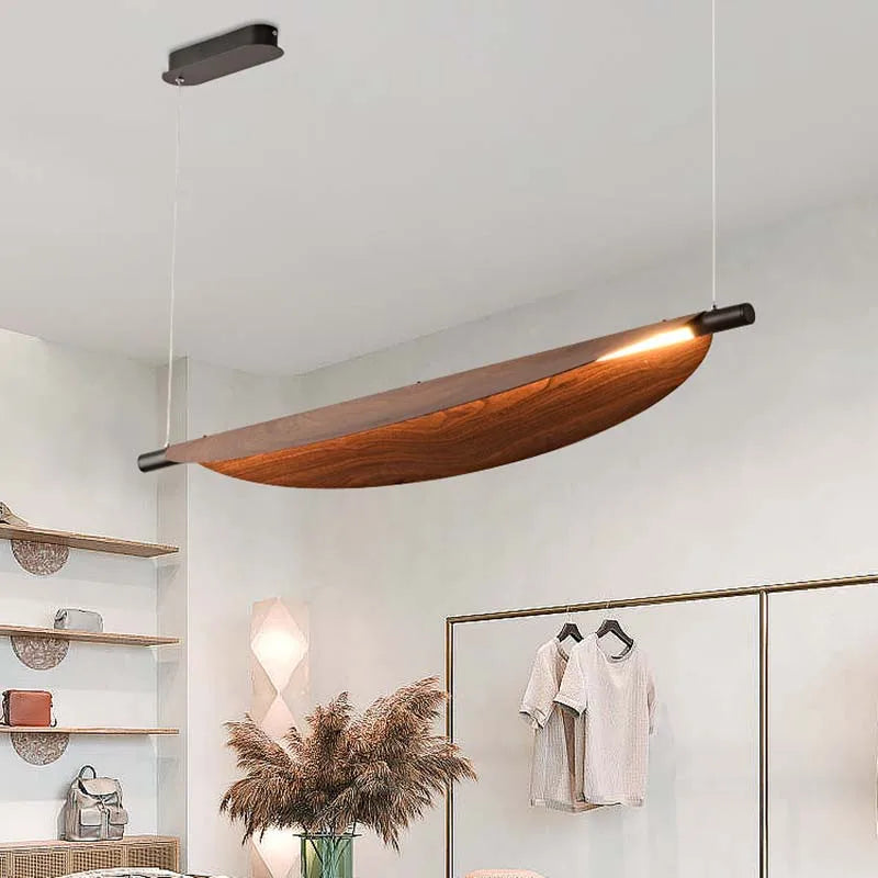 lustre japonais en bois de noyer style rétro pour décoration intérieure - vue 3 sur 10