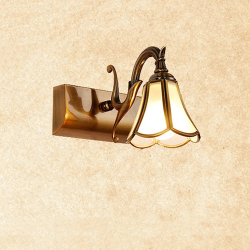 applique murale miroir tête unique verre rétro bronze décoration européenne - vue 4 sur 7