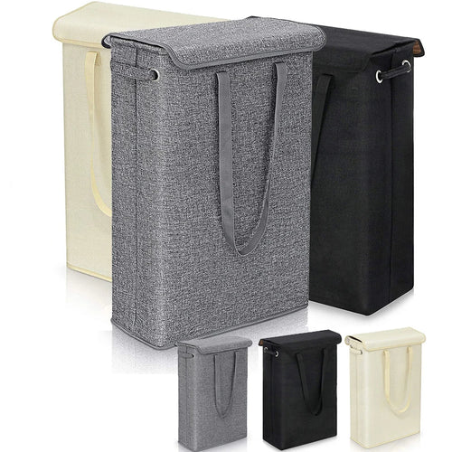 45L thin laundry basket with cover, narrow hand, fine hand, dirty laundry basket, bedroom, kindergarten, whole basket storage ba - vue 2 sur 8