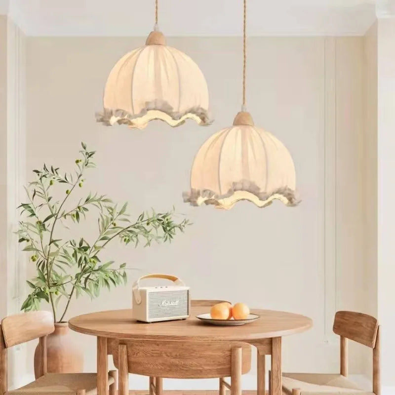 Lustre nordique en tissu de coton et de lin - vue 4 sur 16