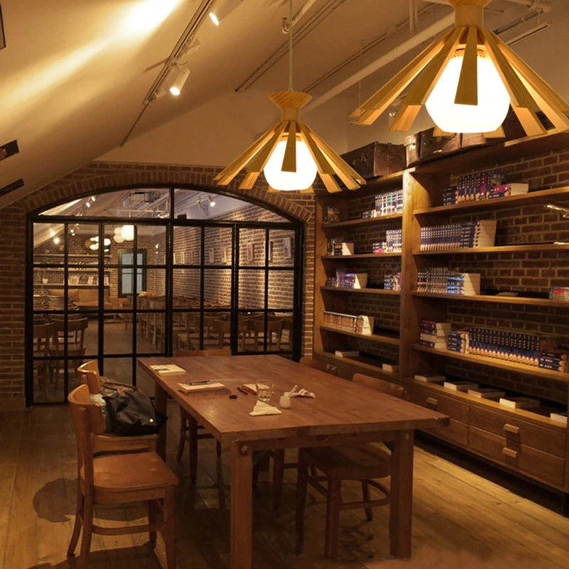 suspension nordique à led en bois pour décoration intérieur 2024 - vue 3 sur 8