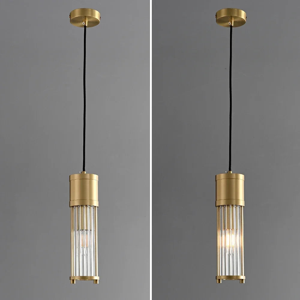 suspension à led en cuivre avec abat-jour en verre réglable - vue 3 sur 7