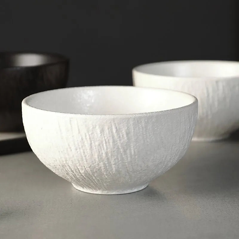 Service vaisselle ceramique mate motif roche bols assiettes - vue 7 sur 7