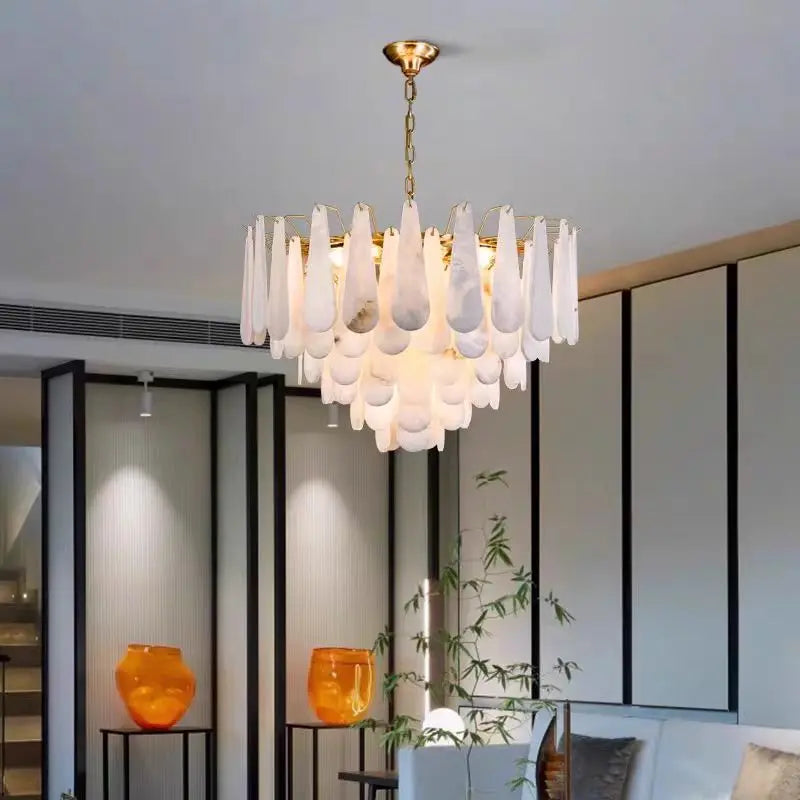 suspension en marbre et cuivre de luxe style chinois minimaliste - vue 4 sur 8