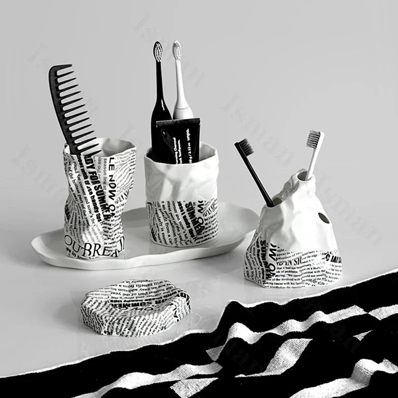 accessoires en céramique d'art origami pour salle de bain haut de gamme - vue 5 sur 15