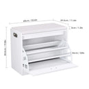 Getone Shoe Bench Entryway Shoe Rack, White Shoe Storage Cabinet with PU Leather Seat, Flip Drawer, White 60x29.5x50.5cm
