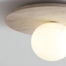 plafonnier rond en marbre simple pour restaurant allée pierre naturelle