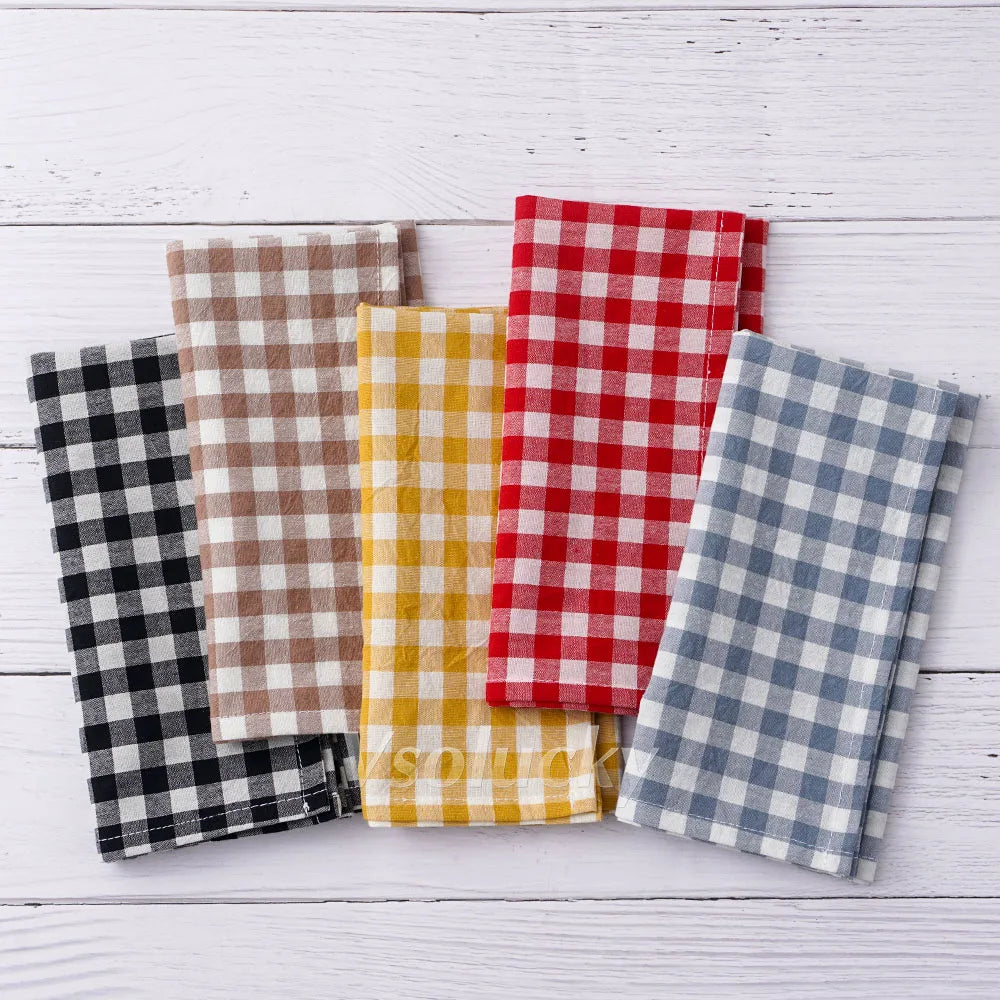 Serviette de table coton vichy carreaux style champetre - vue 3 sur 7