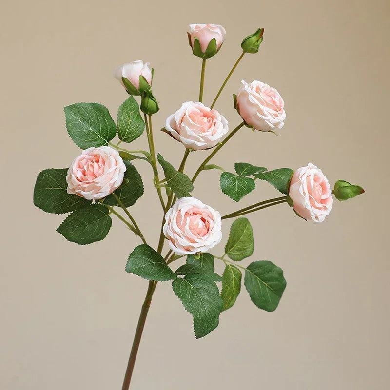branches de roses artificielles à 7 têtes en soie décoratives - vue 2 sur 7