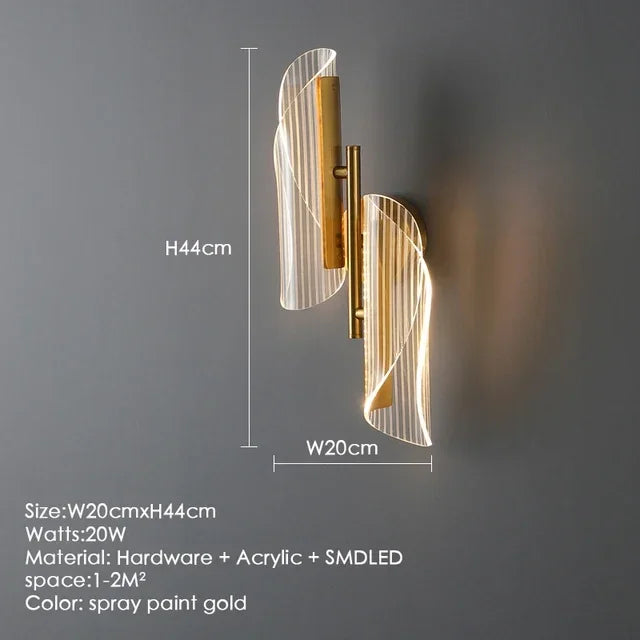 Moderne luxe créatif acrylique applique murale LED lumière or noir applique pour allée applique chambre chevet couloir décor à la maison - vue 11 sur 11