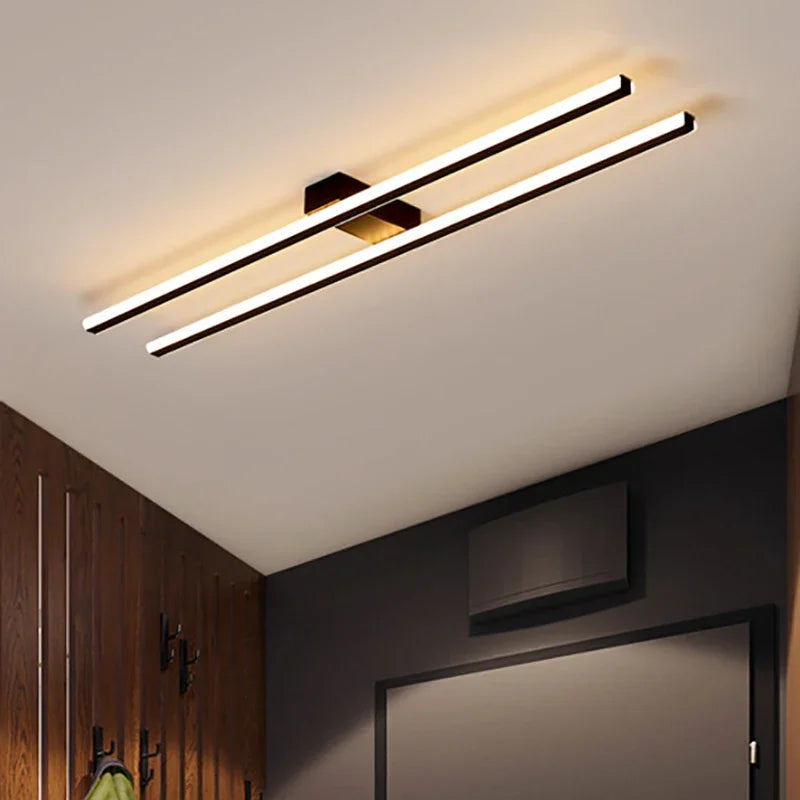 Plafonnier moderne nordique longue barre LED - vue 2 sur 8