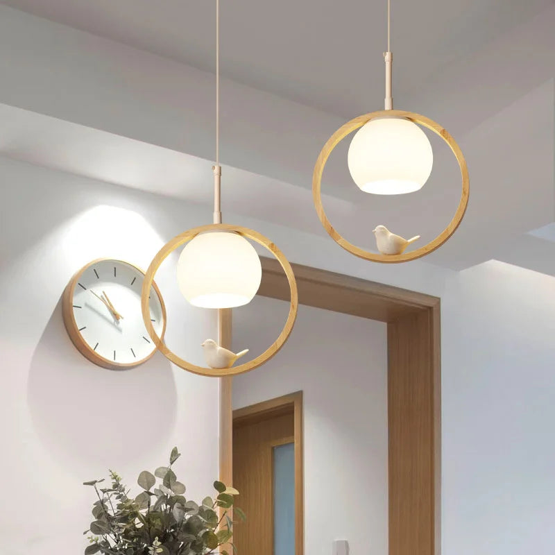 suspension modernes en bois avec led intégrée - vue 6 sur 11
