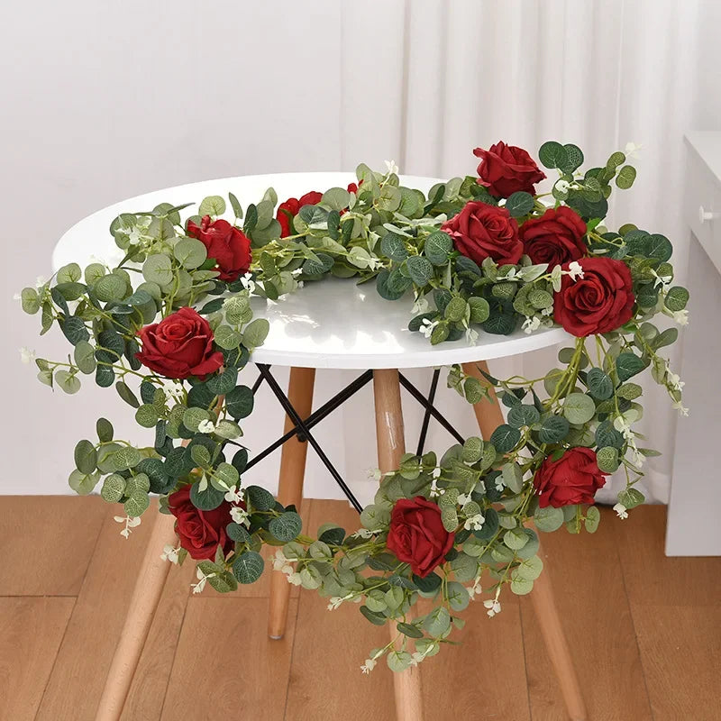 plantes artificielles décoratives roses vignes et eucalyptus - vue 6 sur 10