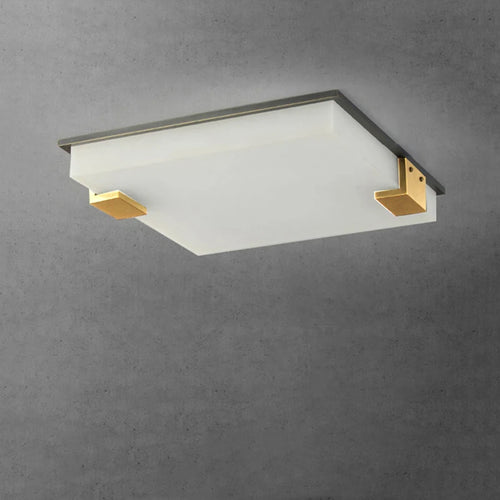 plafonnier carré en marbre et laiton doré led luxueux - vue 2 sur 7