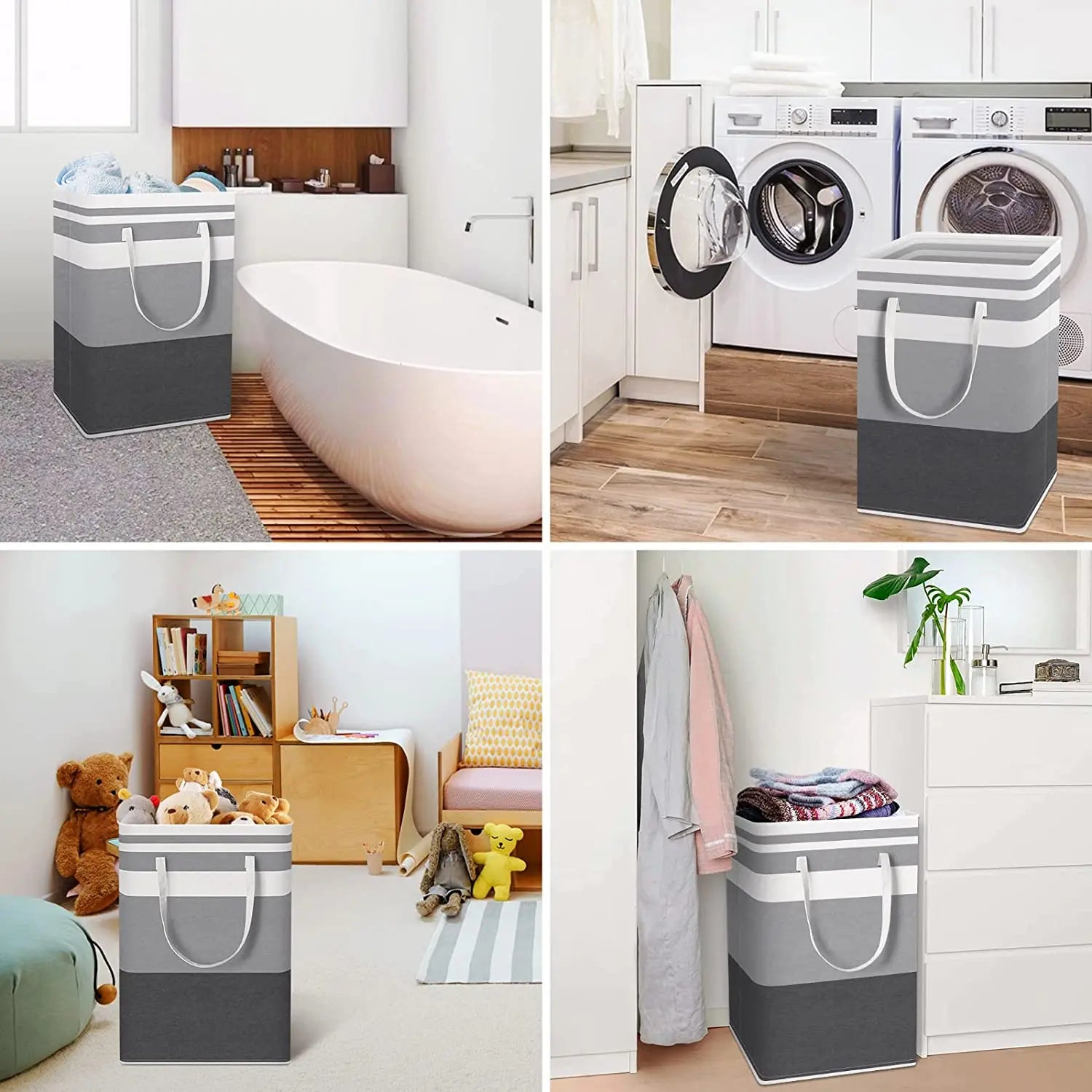 Large Laundry Basket 100L Waterproof,Collapsible Tall Clothes Hamper with Extended Handles for Clothes Toys in the Dorm,Family - vue 6 sur 8