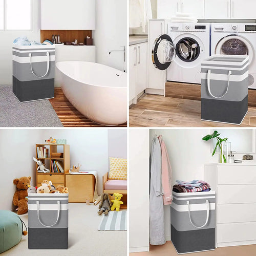 Large Laundry Basket 100L Waterproof,Collapsible Tall Clothes Hamper with Extended Handles for Clothes Toys in the Dorm,Family - vue 7 sur 8