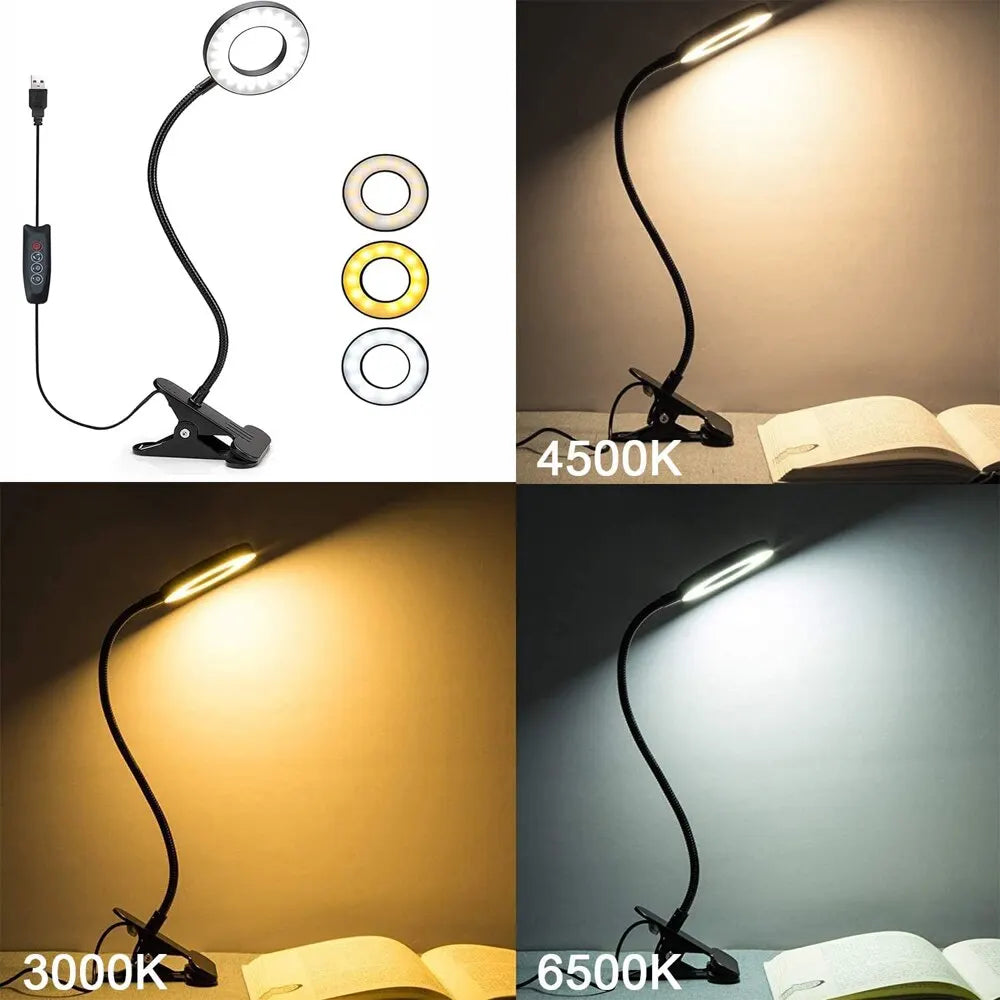 48 LED lampe de bureau pince USB livre lumière chevet 360 ° Flexible Protection des yeux col de cygne lampe de lecture luminosité réglable 3 niveaux - vue 8 sur 7