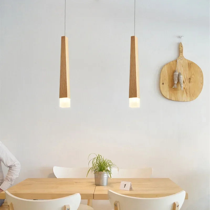 lustre à led en bois nordique pour décoration intérieure - vue 3 sur 8