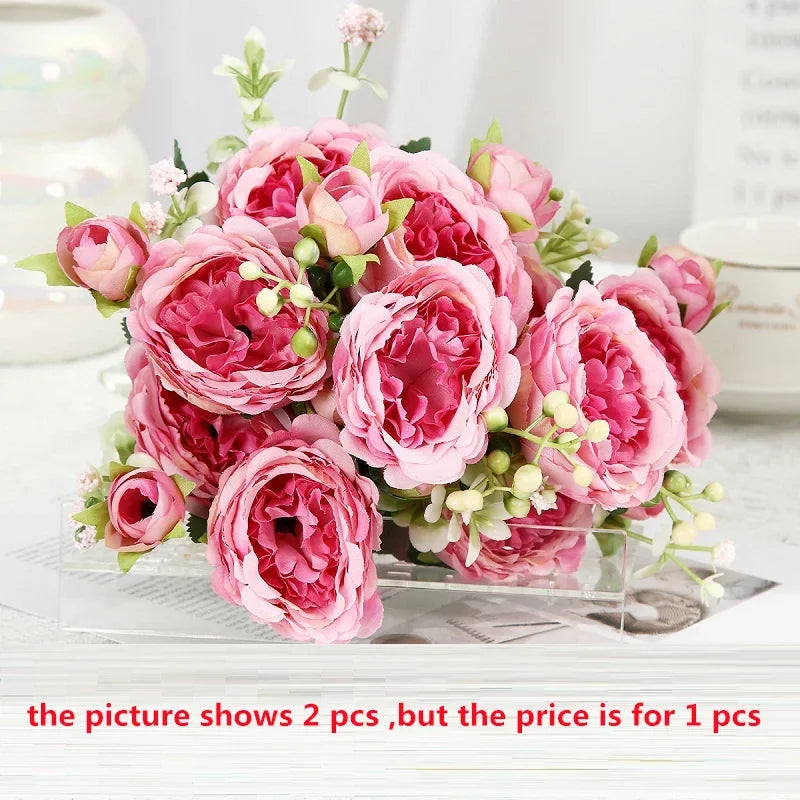 pivoines artificielles en soie pour décoration élégante et raffinée - vue 12 sur 15
