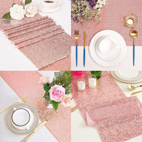 Chemin de table sequins brillants or argent rose