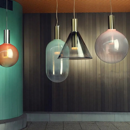 Boule nordique verre suspension LED couleur lampe translucide pour salon salle à manger Bar chambre chevet Luminaires décoratifs - vue 2 sur 12