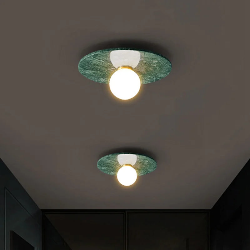 plafonnier en marbre italien éclairage de couloir décoration nordique - vue 5 sur 9